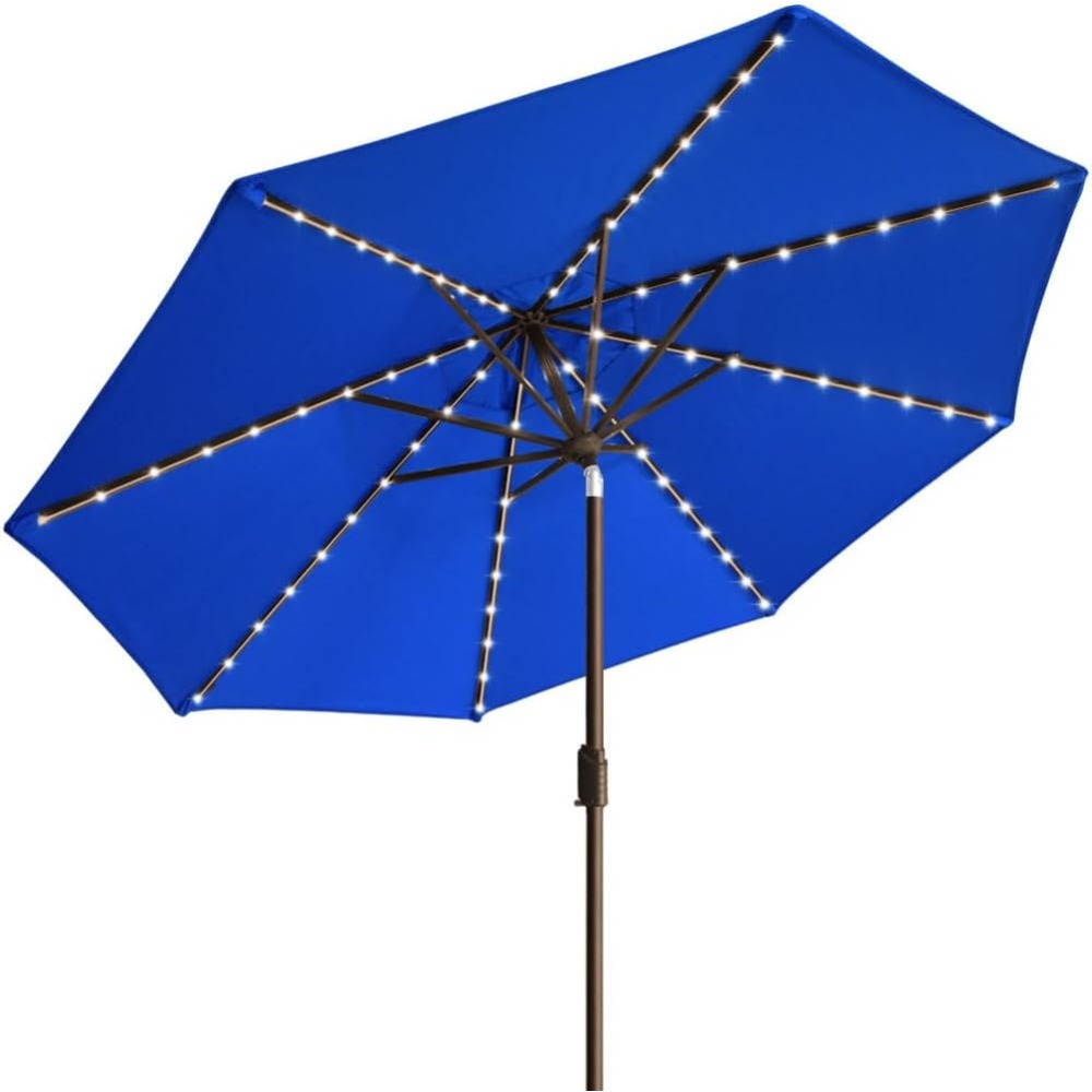 Outdoor Furniture Year Round - USA 10-Year-Non-Fading Solar 9ft Market Umbrella