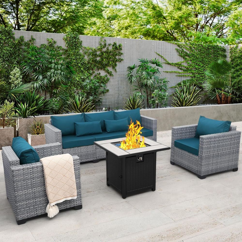 Outdoor Furniture And Fire Pit - 4-Piece Outdoor Wicker Patio Furniture Set