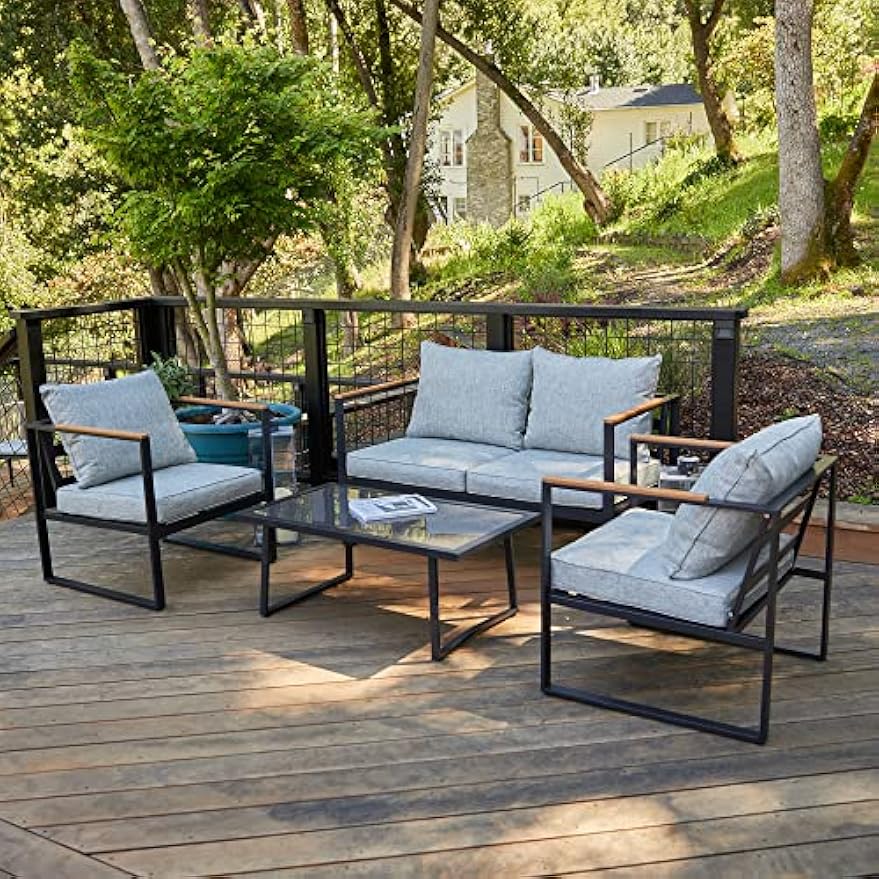 Outdoor Furniture Without Cushions - Patio Furniture Set, 4-Piece Outdoor Patio