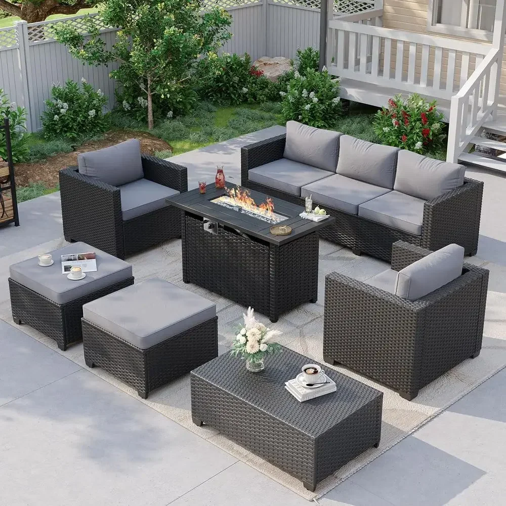 Outdoor Furniture And Fire Pit - 7-Piece Outdoor Patio Furniture Set with