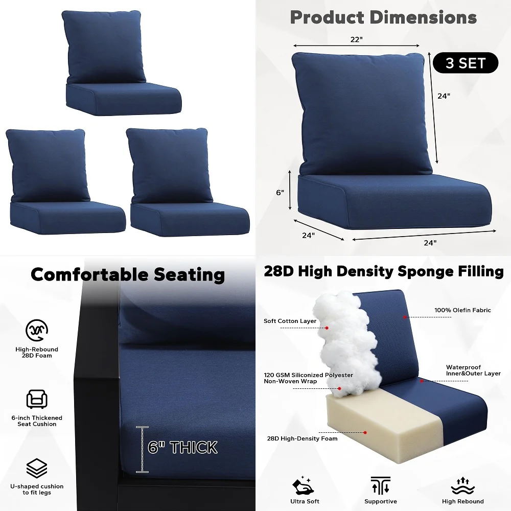 Outdoor Furniture Cushions 24 X 24 - Outdoor Chair Cushions Set, 24x24 Inch