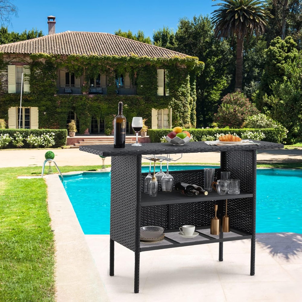 Outdoor Patio Wicker Bar Count - Outdoor Furniture And Fire Pit บทวิจารณ์และราคา
