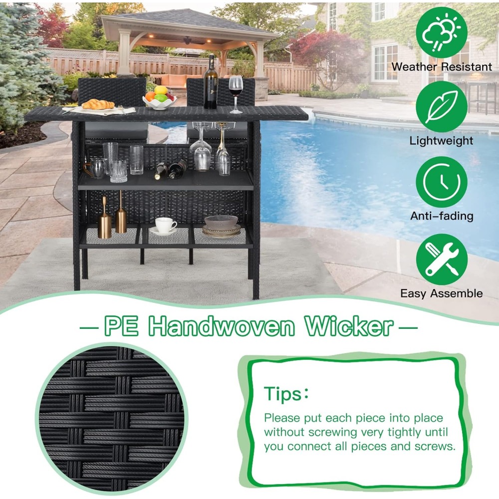Outdoor Patio Wicker Bar Count - Outdoor Furniture And Fire Pit บทวิจารณ์และราคา