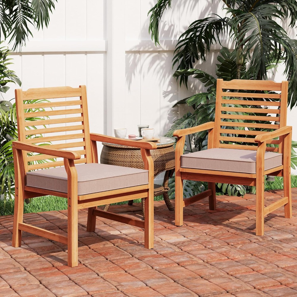 2 Pieces Acacia Wood Outdoor D - Outdoor Furniture Oil บทวิจารณ์และราคา