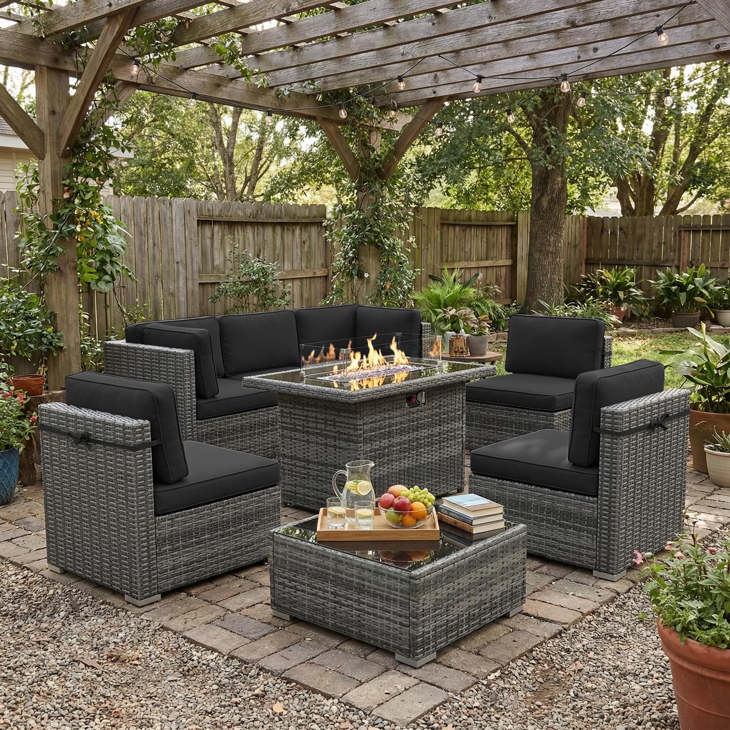 8 Piece Patio Furniture Set wi - Outdoor Furniture And Fire Pit บทวิจารณ์และราคา