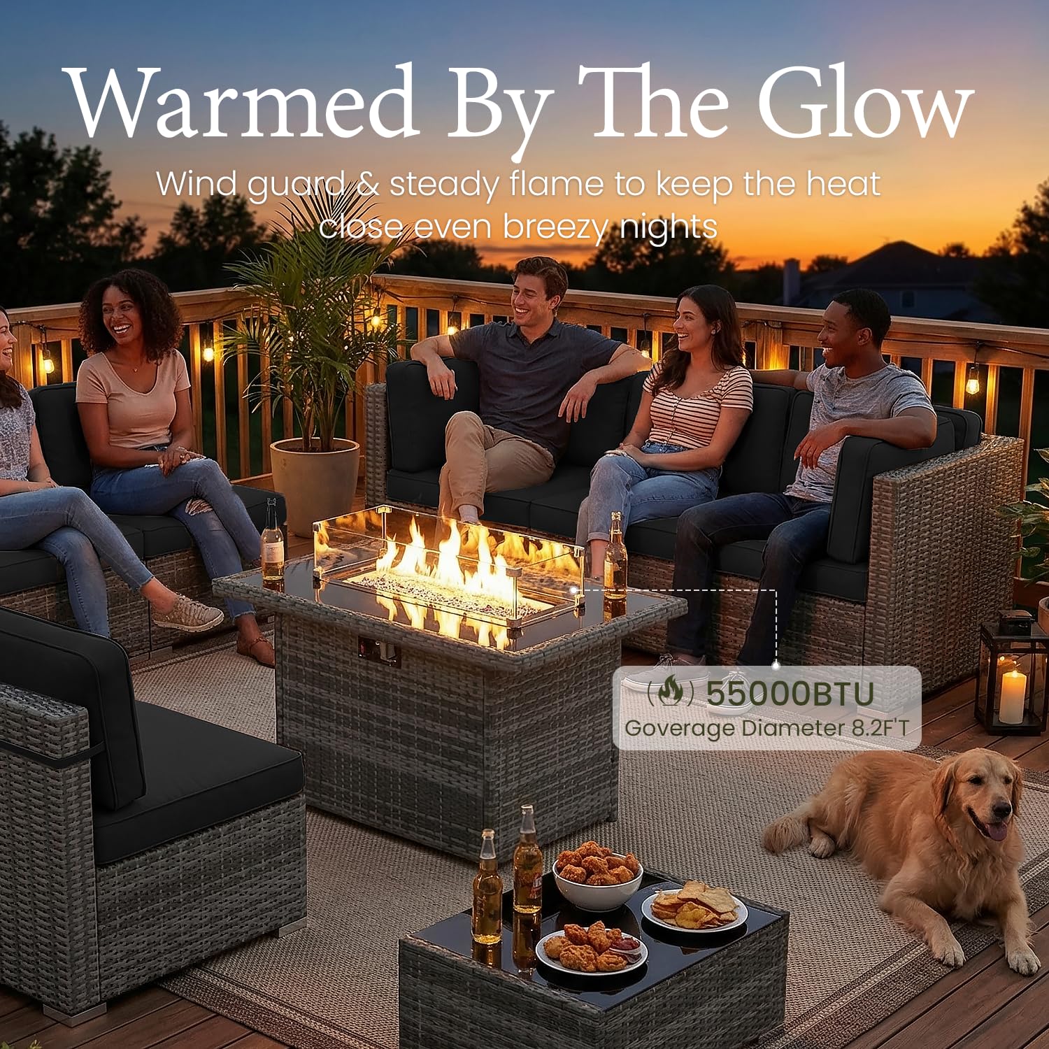8 Piece Patio Furniture Set wi - Outdoor Furniture And Fire Pit บทวิจารณ์และราคา