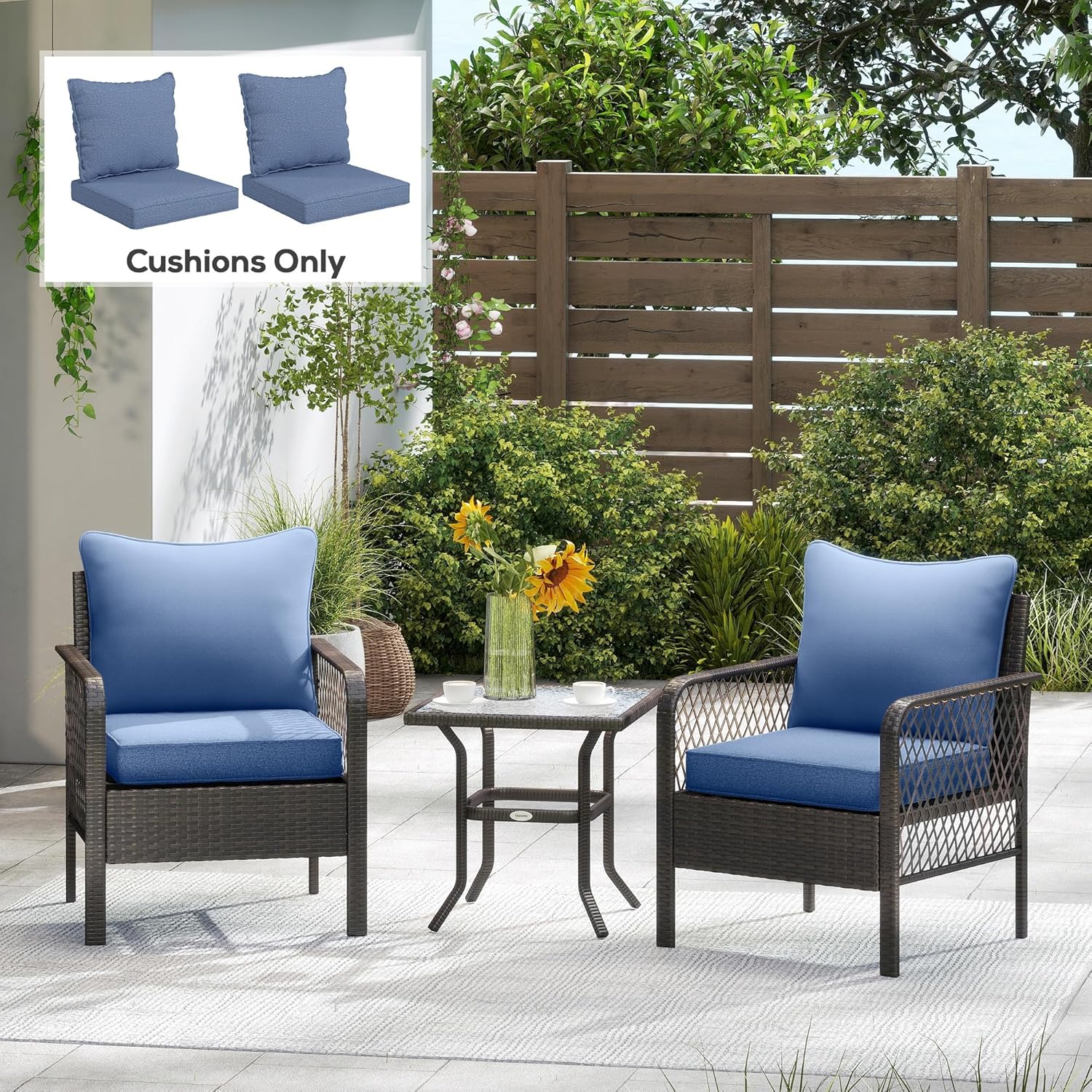 2-Pack Patio Chair Cushions, F - Outdoor Furniture Cushions 24 X 24 บทวิจารณ์และราคา