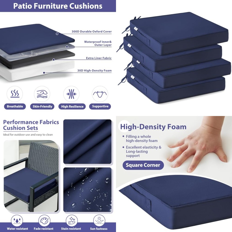 Outdoor Chair Cushions Set of  - Outdoor Furniture Without Cushions บทวิจารณ์และราคา