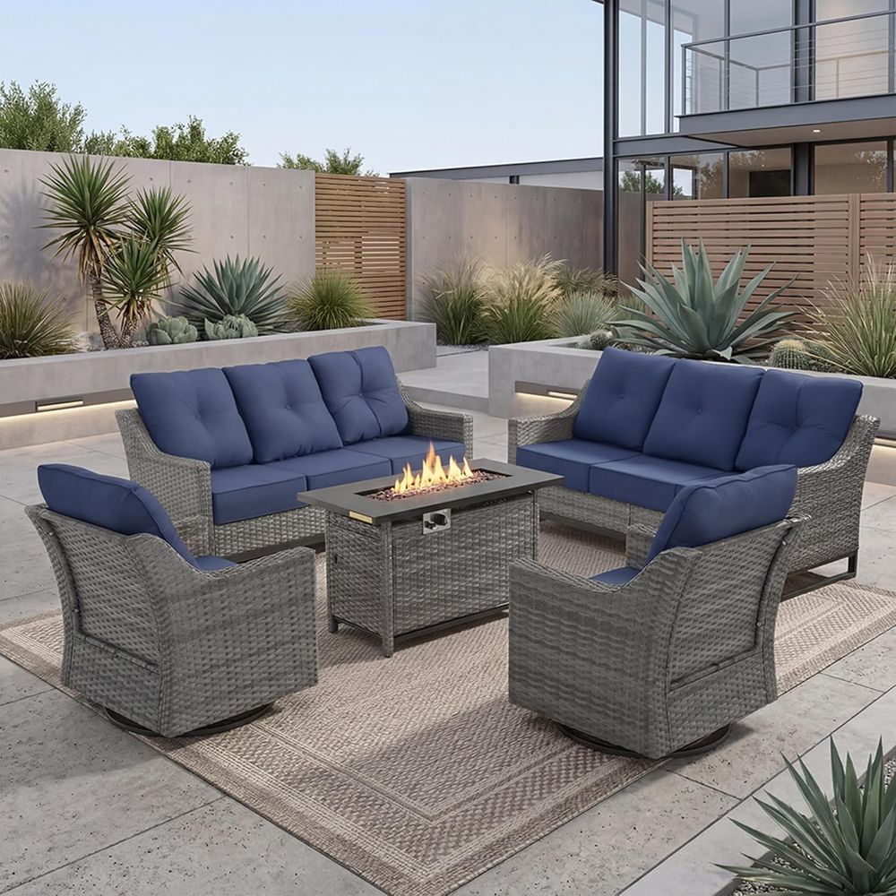 5-Piece Patio Furniture Set wi - Outdoor Furniture And Fire Pit บทวิจารณ์และราคา