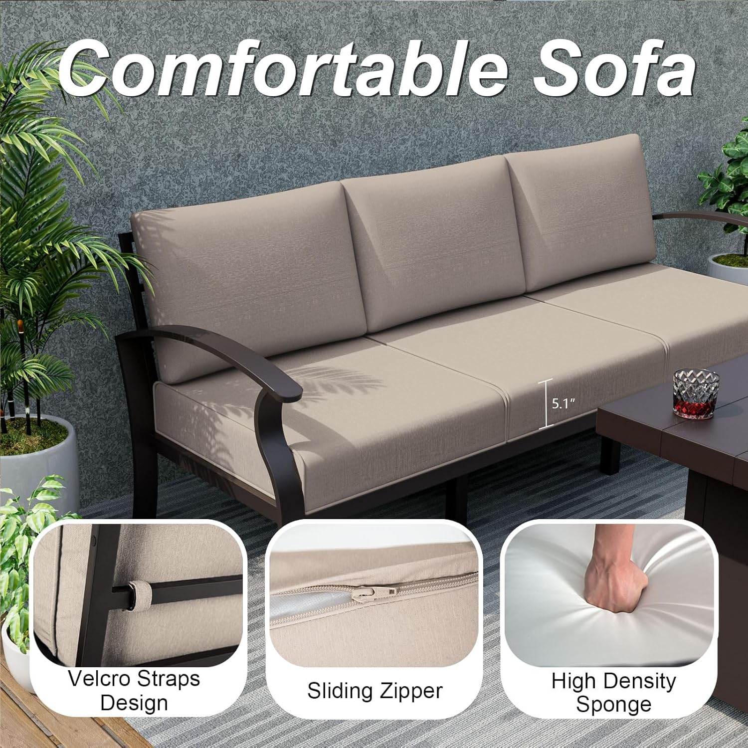 5-seat Aluminum Patio Sectiona - Outdoor Furniture And Fire Pit บทวิจารณ์และราคา