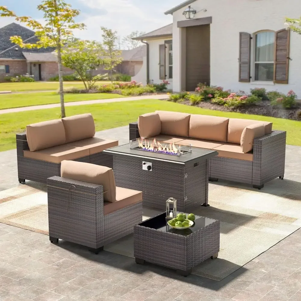 8-Piece Outdoor Patio Furnitur - Outdoor Furniture And Fire Pit บทวิจารณ์และราคา