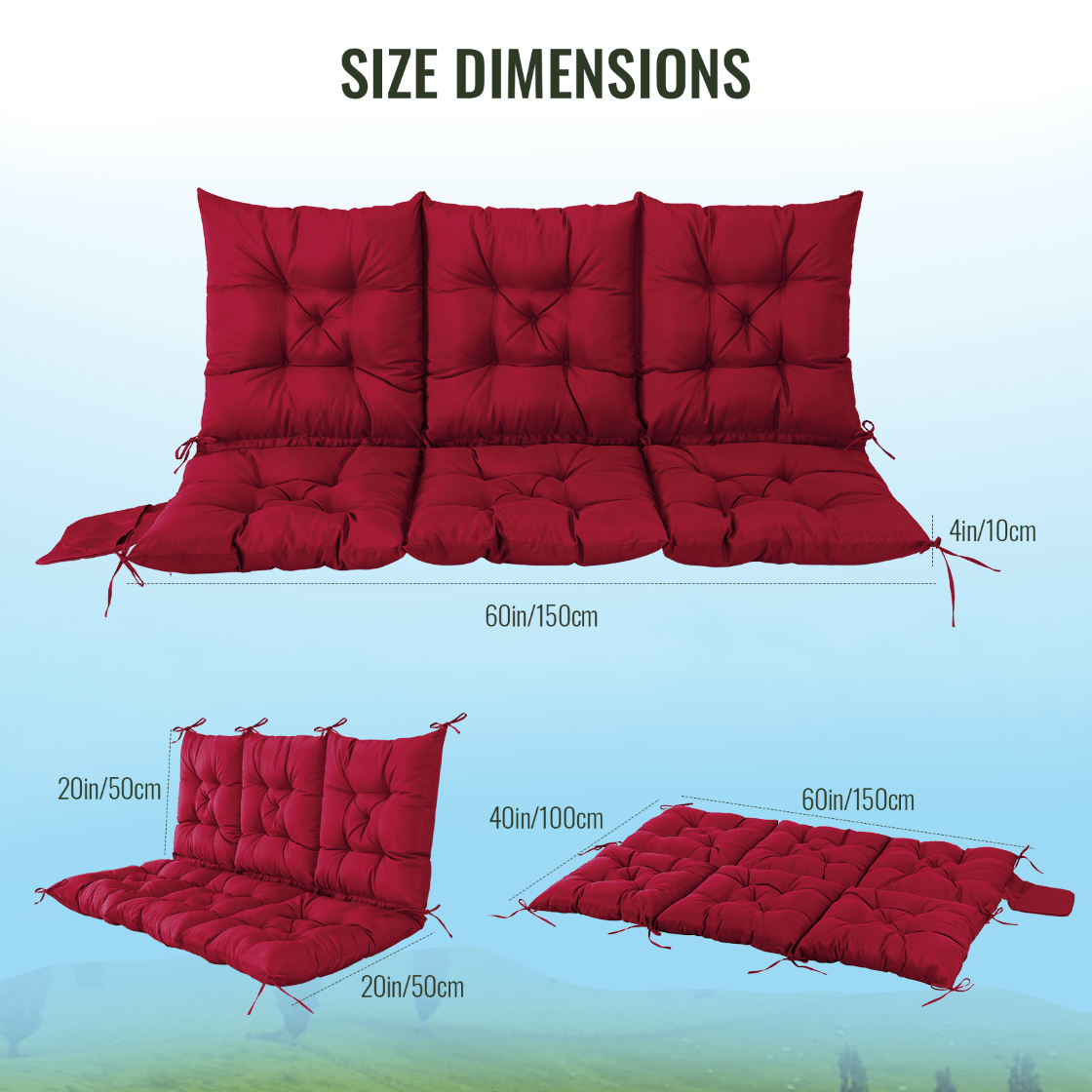 60x40 Inches Porch Swing Cushi - Outdoor Furniture Without Cushions บทวิจารณ์และราคา