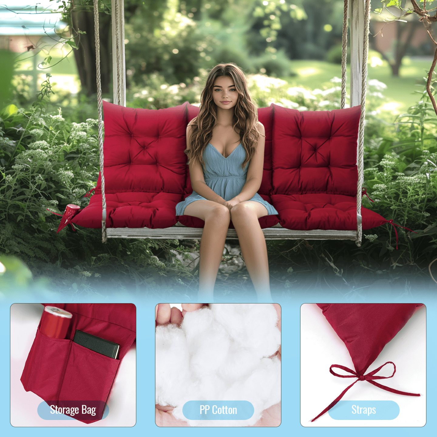60x40 Inches Porch Swing Cushi - Outdoor Furniture Without Cushions บทวิจารณ์และราคา