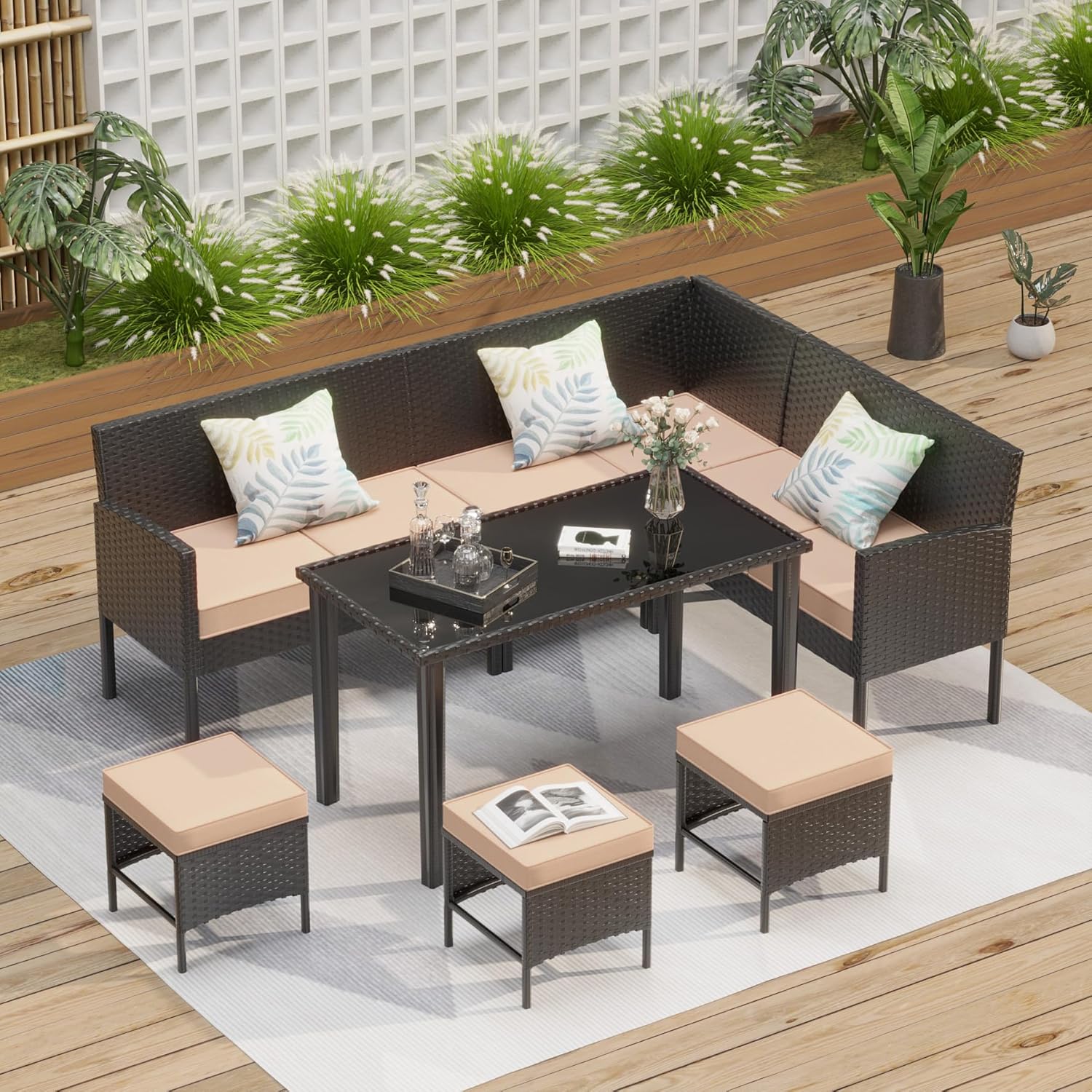 7-Piece Outdoor Patio Furnitur - Outdoor Furniture Without Cushions บทวิจารณ์และราคา