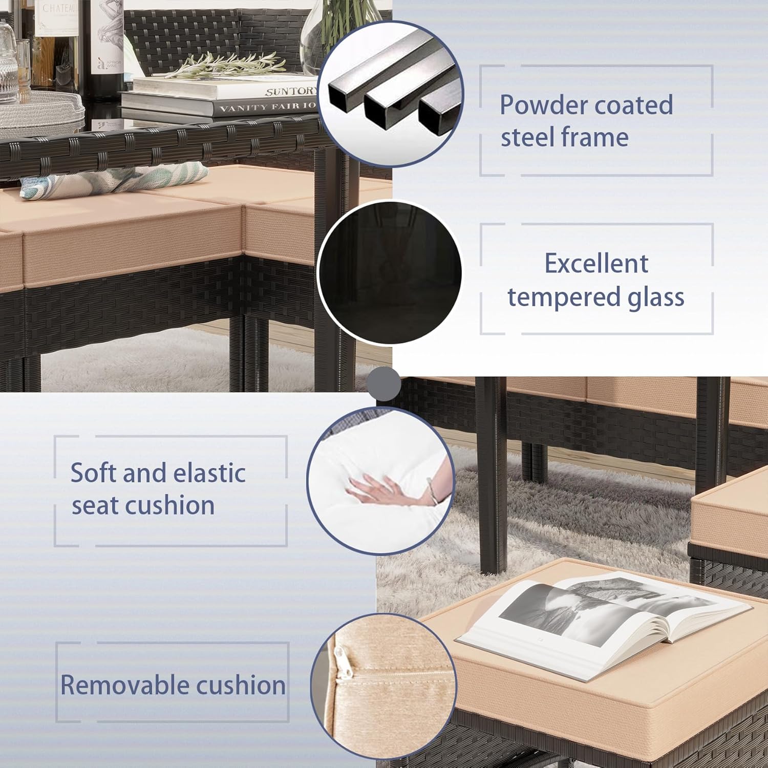 7-Piece Outdoor Patio Furnitur - Outdoor Furniture Without Cushions บทวิจารณ์และราคา