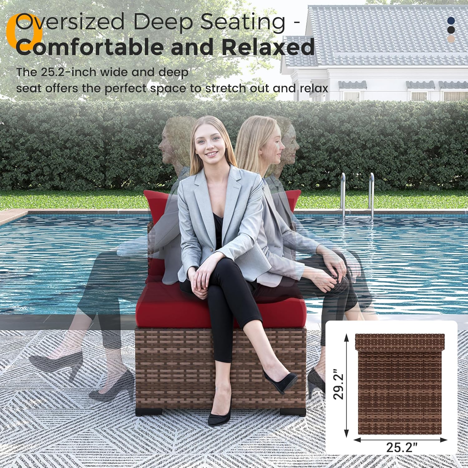 8pc All-Weather Wicker Section - Outdoor Furniture And Fire Pit บทวิจารณ์และราคา