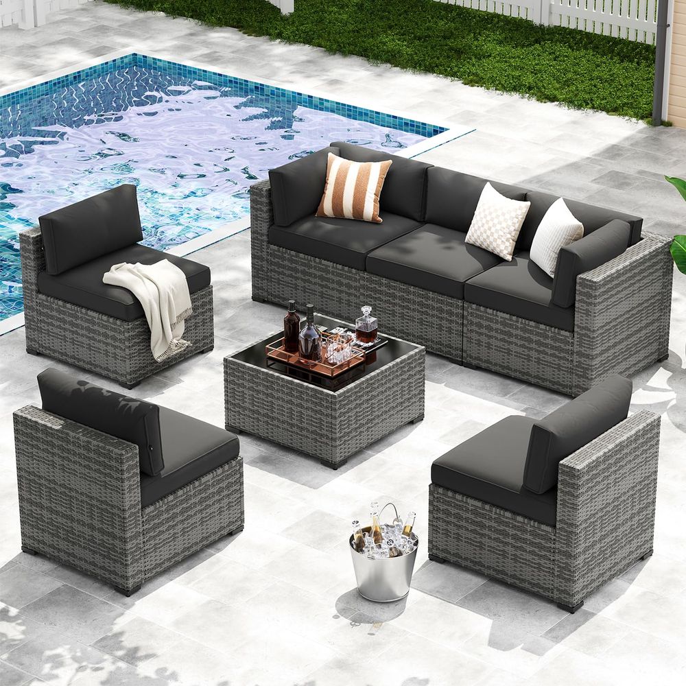 7Piece Patio Furniture Set, Wi - Outdoor Furniture Without Cushions บทวิจารณ์และราคา
