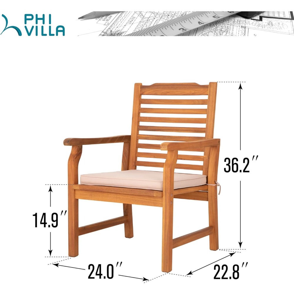 Set of 2 Acacia Wood Dining Ch - Outdoor Furniture Oil บทวิจารณ์และราคา
