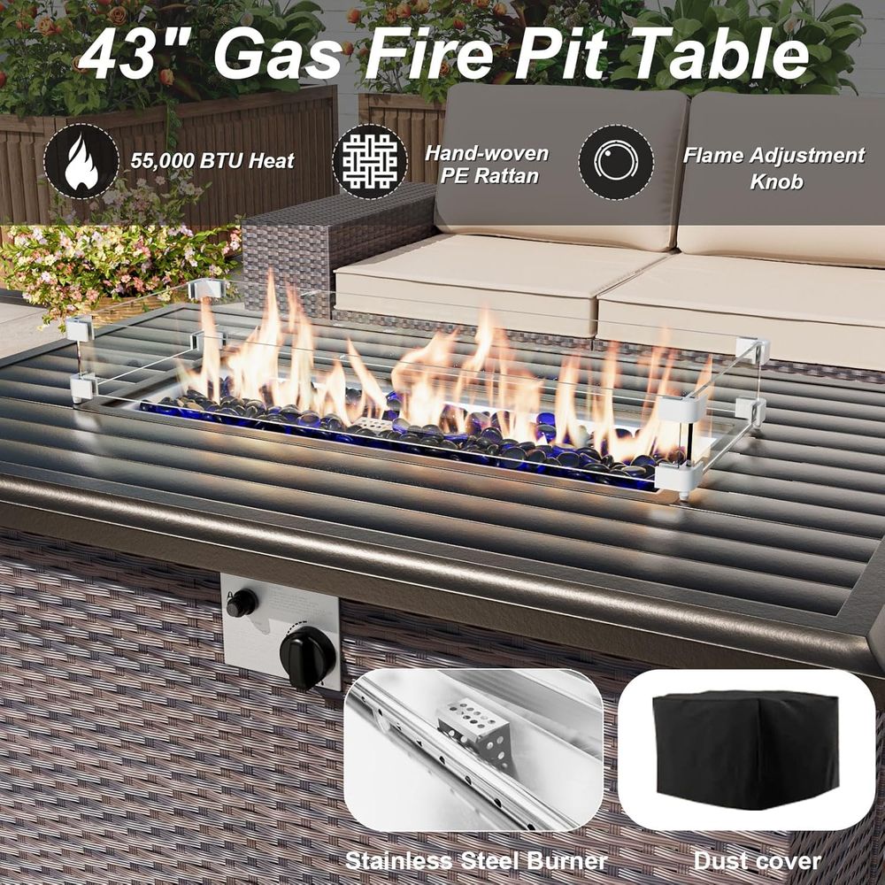 10-Piece Outdoor Patio Furnitu - Outdoor Furniture And Fire Pit บทวิจารณ์และราคา
