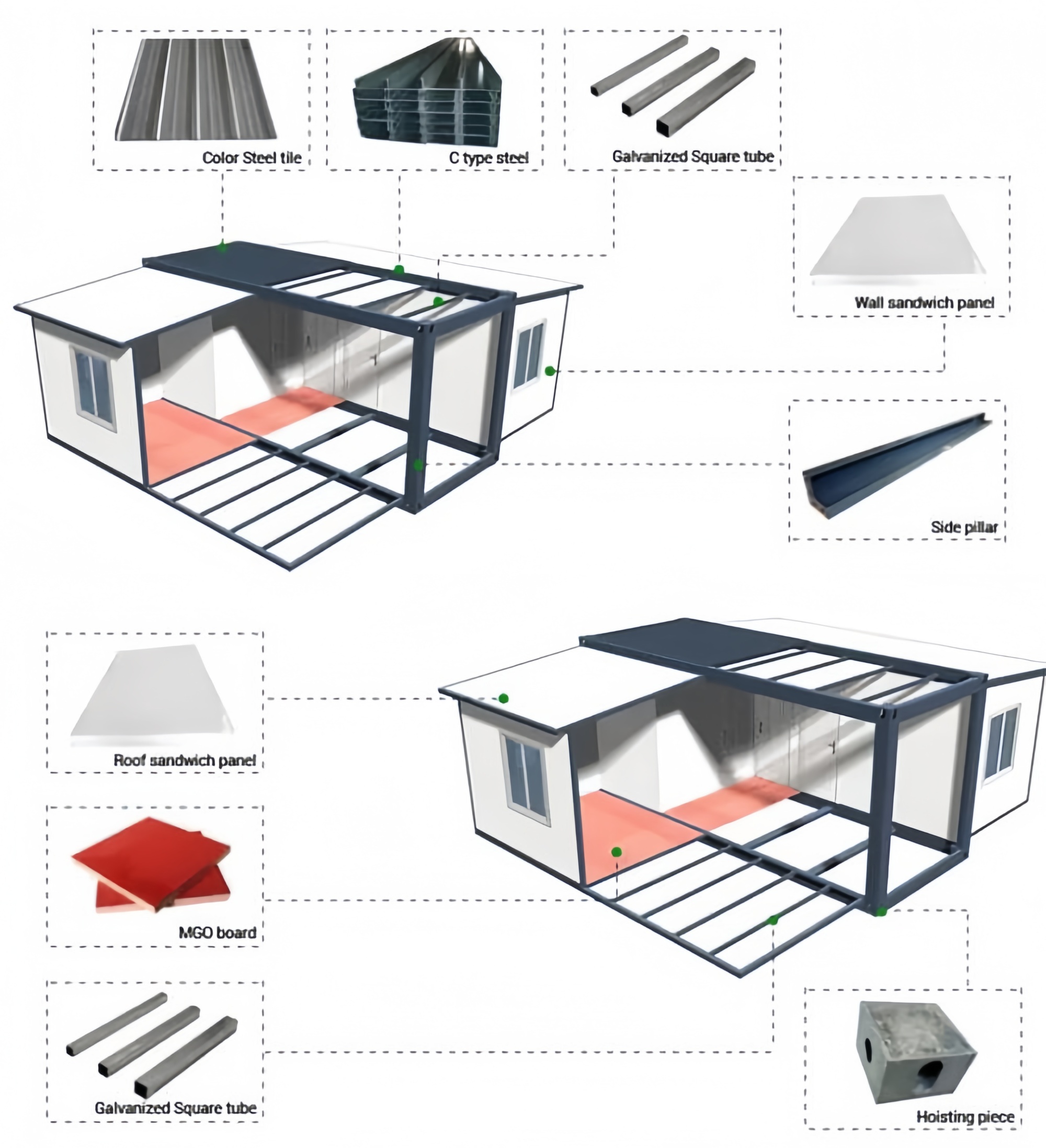 40FT Expandable Modular Prefab - Outdoor Furniture Metal บทวิจารณ์และราคา