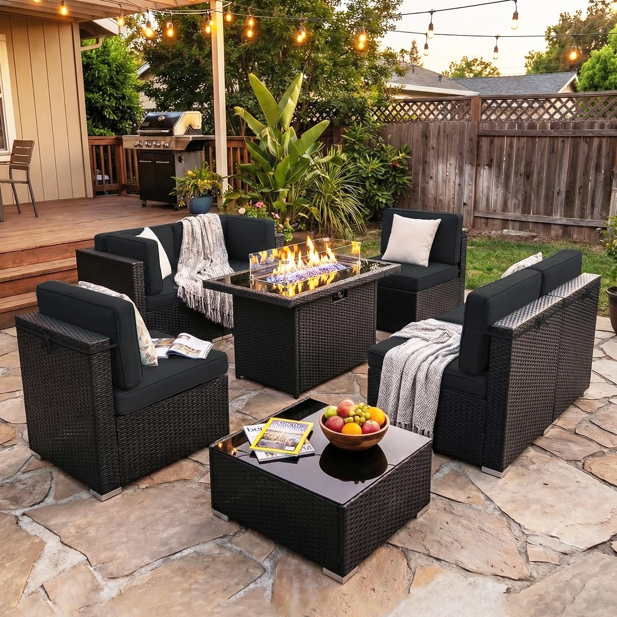 8 Pieces Patio Furniture Set w - Outdoor Furniture And Fire Pit บทวิจารณ์และราคา