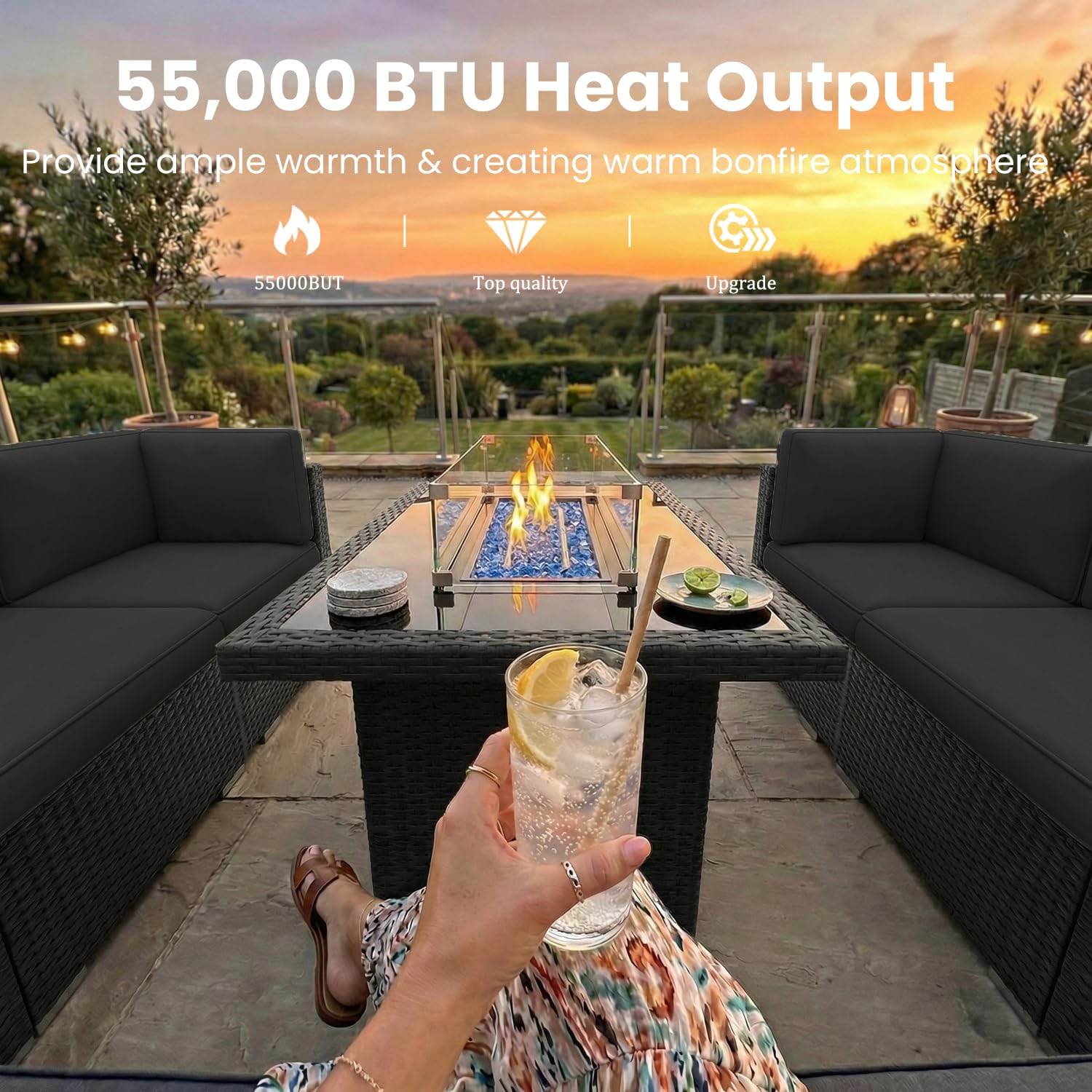 8 Pieces Patio Furniture Set w - Outdoor Furniture And Fire Pit บทวิจารณ์และราคา