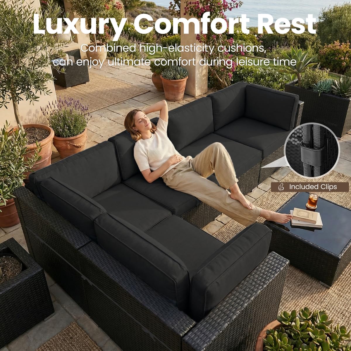 8 Pieces Patio Furniture Set w - Outdoor Furniture And Fire Pit บทวิจารณ์และราคา