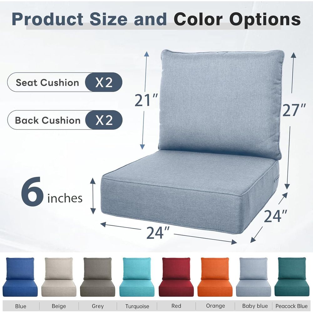 Thick Outdoor Cushion Set - 24 - Outdoor Furniture Cushions 24 X 24 บทวิจารณ์และราคา