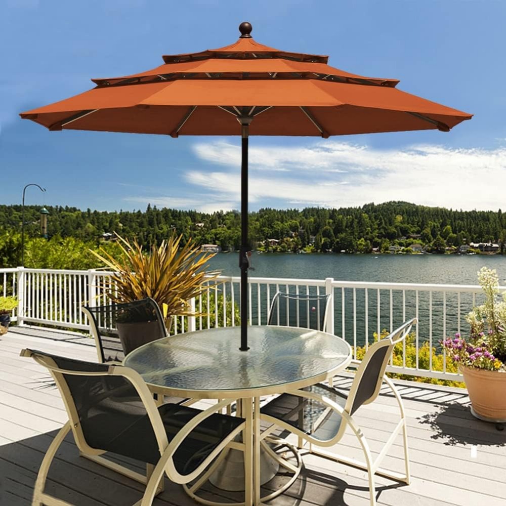 USA 9Ft 3 Tiers Market Umbrell - Outdoor Furniture Year Round บทวิจารณ์และราคา