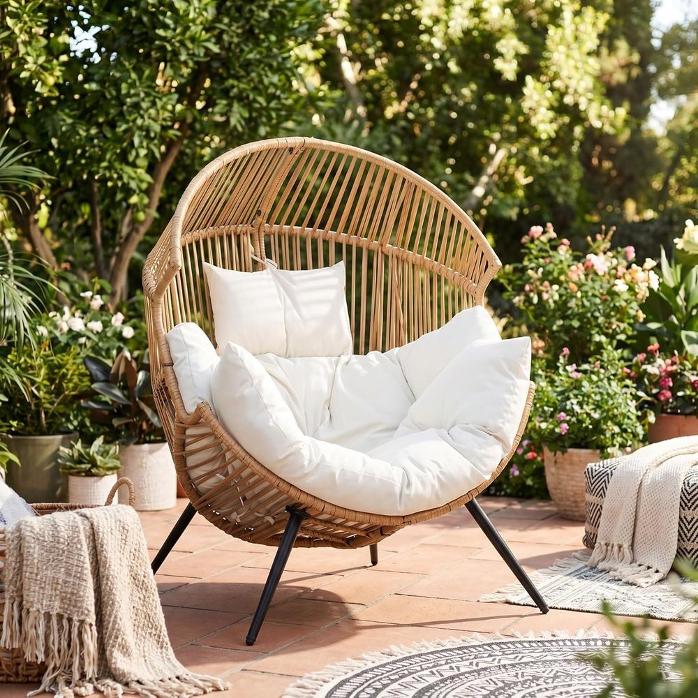 Egg Chair Wicker Outdoor Chair - Outdoor Furniture Without Cushions บทวิจารณ์และราคา
