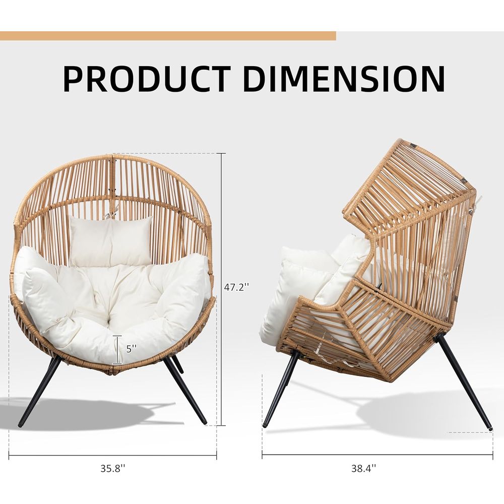 Egg Chair Wicker Outdoor Chair - Outdoor Furniture Without Cushions บทวิจารณ์และราคา