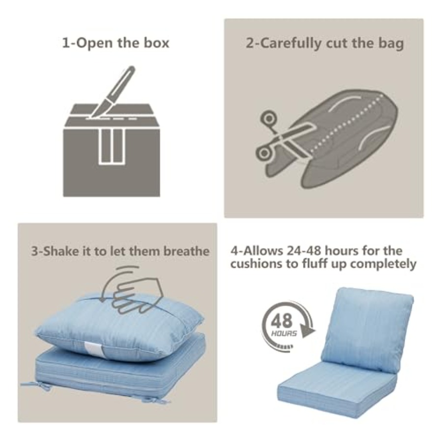 Outdoor Chair Cushion Set Thic - Outdoor Furniture Cushions 24 X 24 บทวิจารณ์และราคา