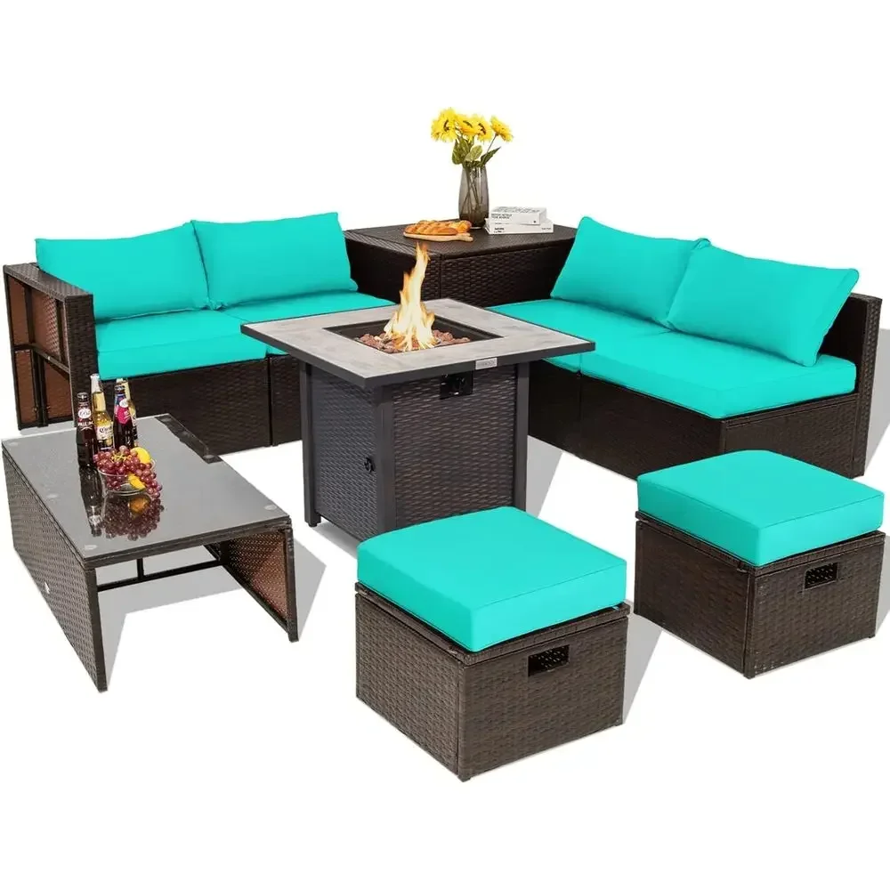 9-Piece Outdoor Patio Furnitur - Outdoor Furniture And Fire Pit บทวิจารณ์และราคา