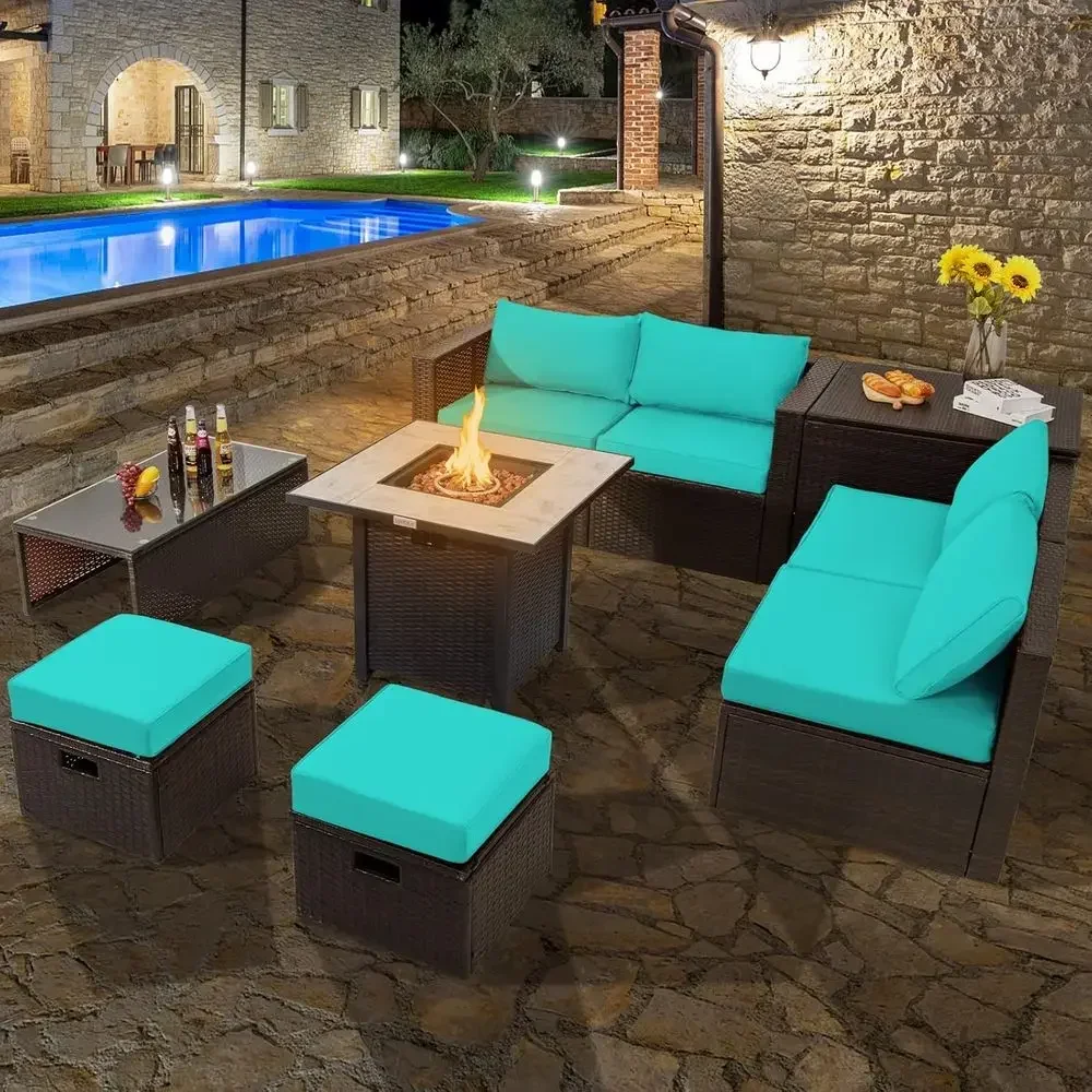9-Piece Outdoor Patio Furnitur - Outdoor Furniture And Fire Pit บทวิจารณ์และราคา