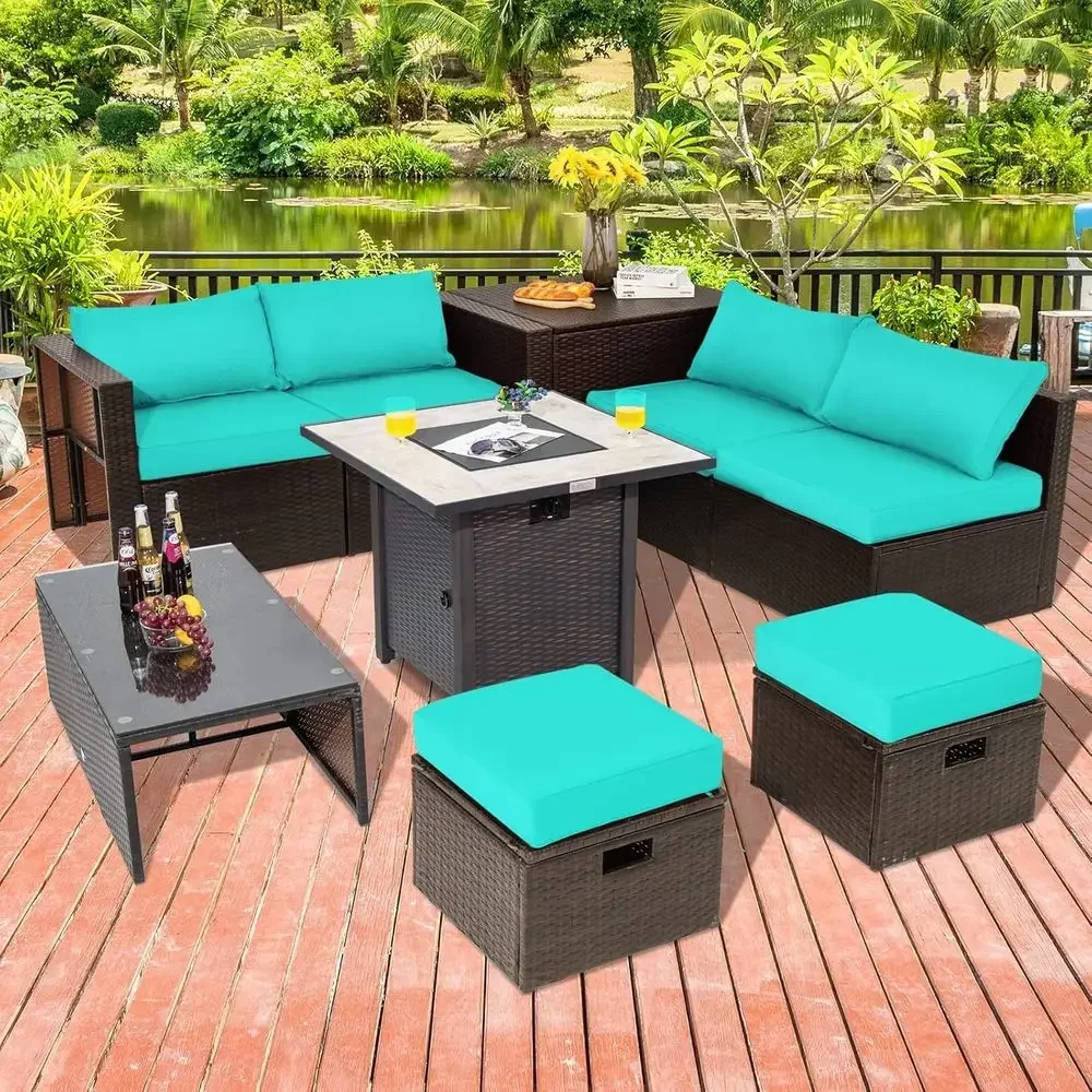 9-Piece Outdoor Patio Furnitur - Outdoor Furniture And Fire Pit บทวิจารณ์และราคา