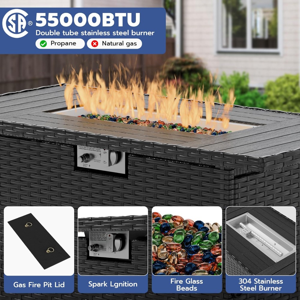 7 Piece Outdoor Sectional Sofa - Outdoor Furniture Set With Fire Pit บทวิจารณ์และราคา