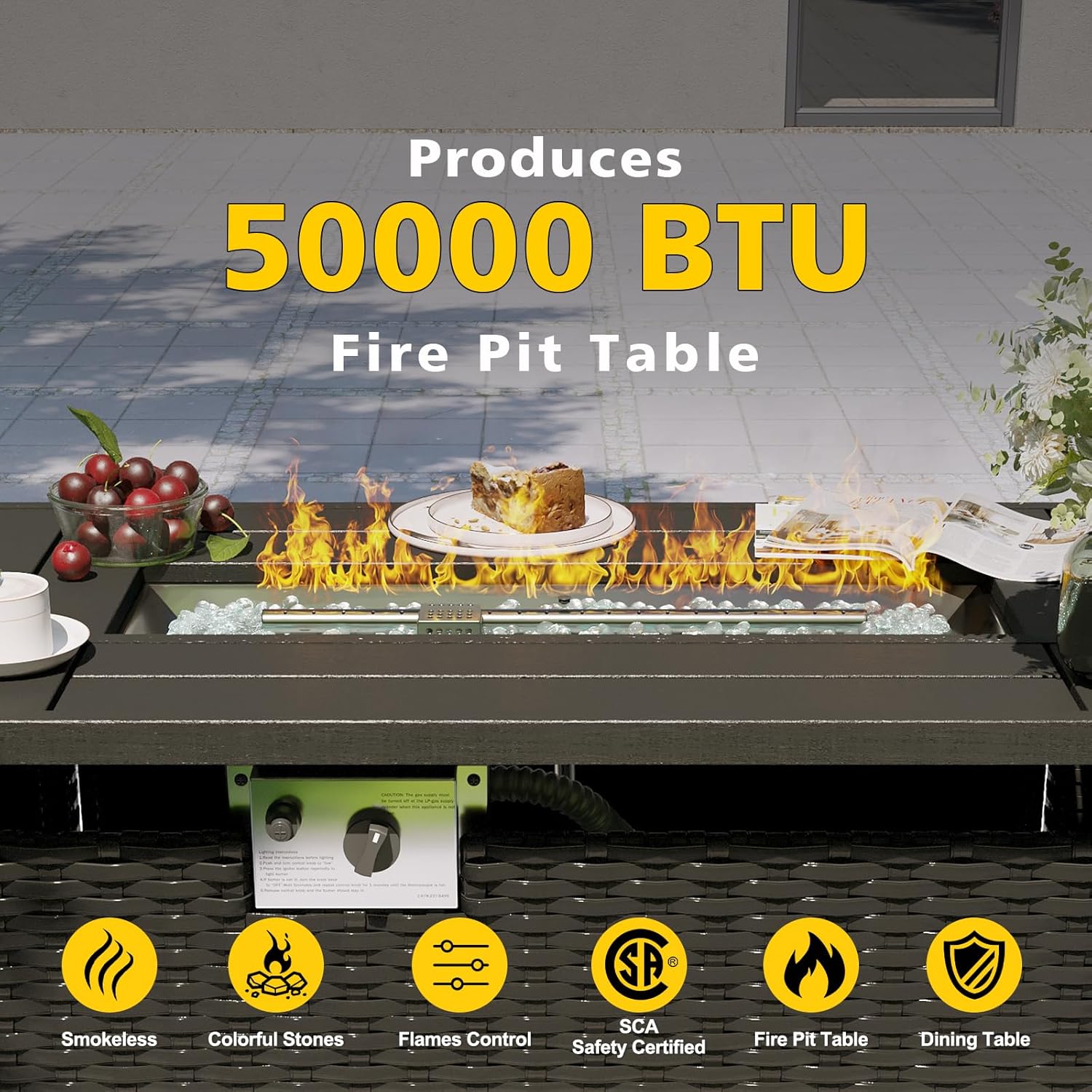 Patio Furniture Set with Fire  - Outdoor Furniture And Fire Pit บทวิจารณ์และราคา
