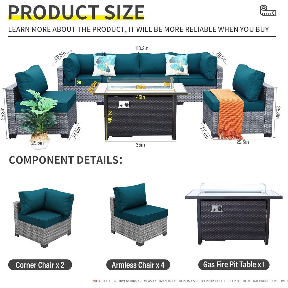 7-Piece Outdoor Wicker Patio F - Outdoor Furniture And Fire Pit บทวิจารณ์และราคา