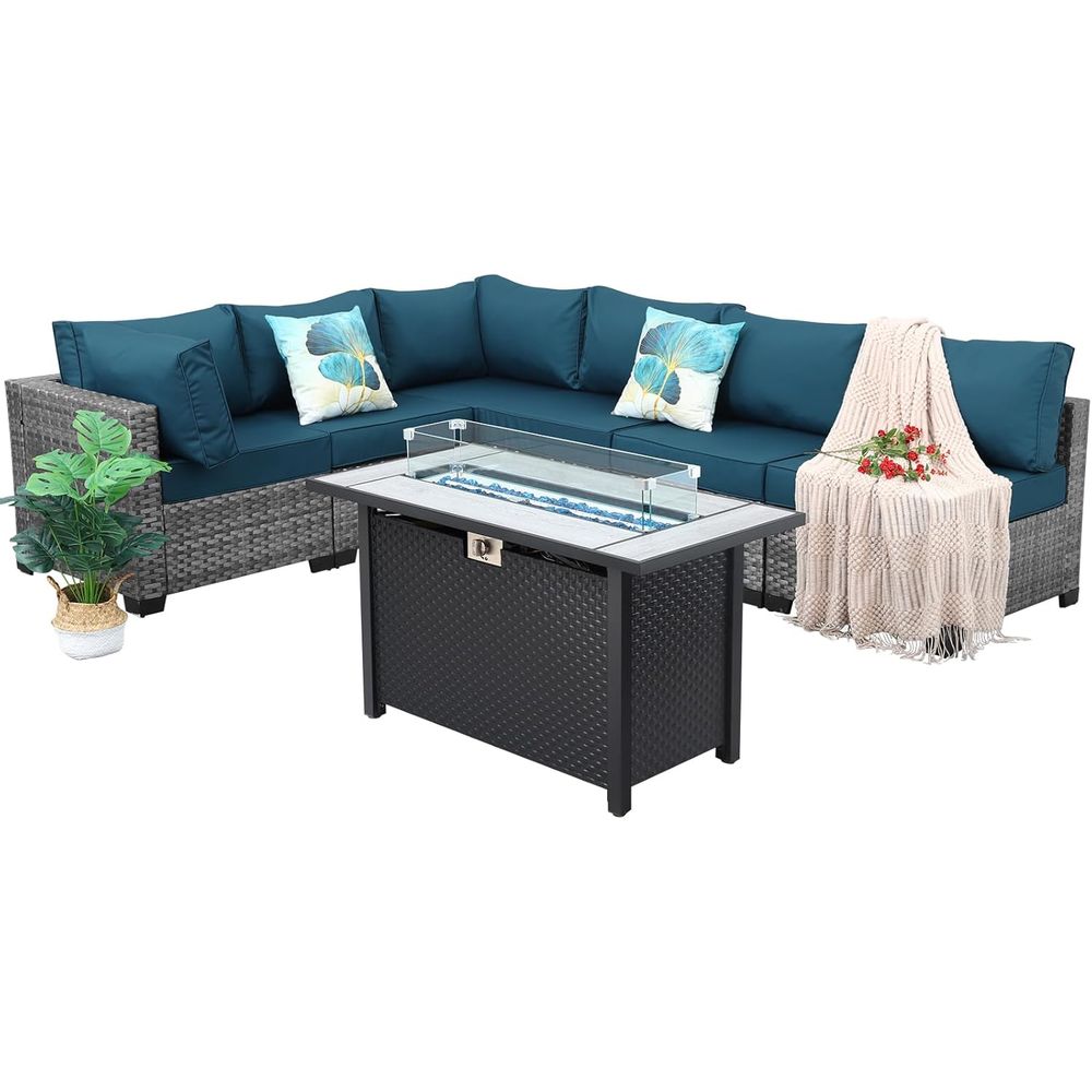 7-Piece Outdoor Wicker Patio F - Outdoor Furniture And Fire Pit บทวิจารณ์และราคา