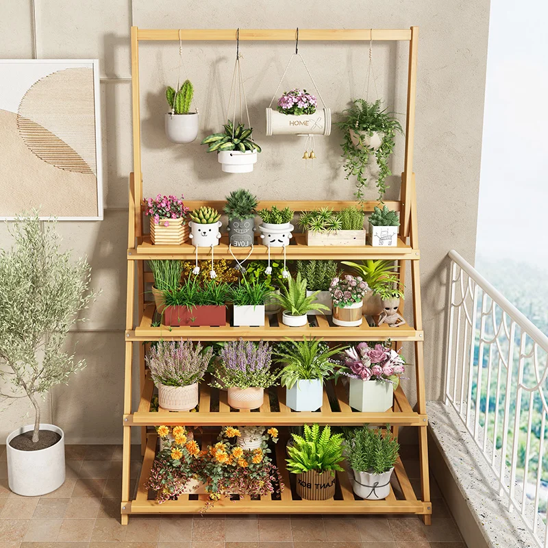 Solid Wood Flower Shelf Plant  - Outdoor Furniture Designer บทวิจารณ์และราคา