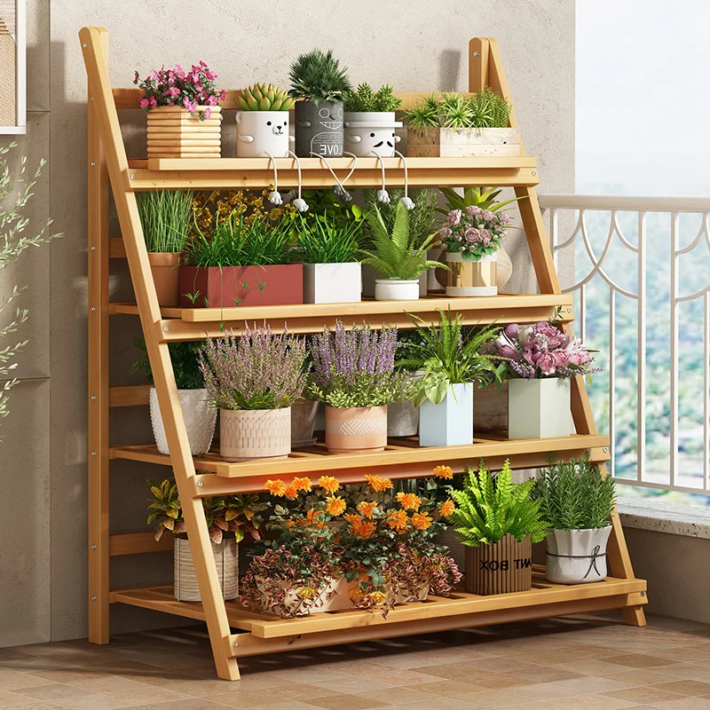 Solid Wood Flower Shelf Plant  - Outdoor Furniture Designer บทวิจารณ์และราคา