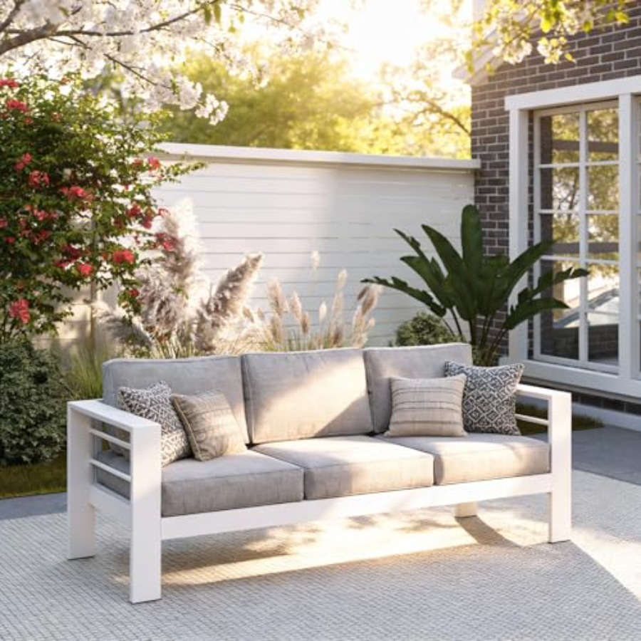 Outdoor Couch Aluminum Patio F - Outdoor Furniture Without Cushions บทวิจารณ์และราคา
