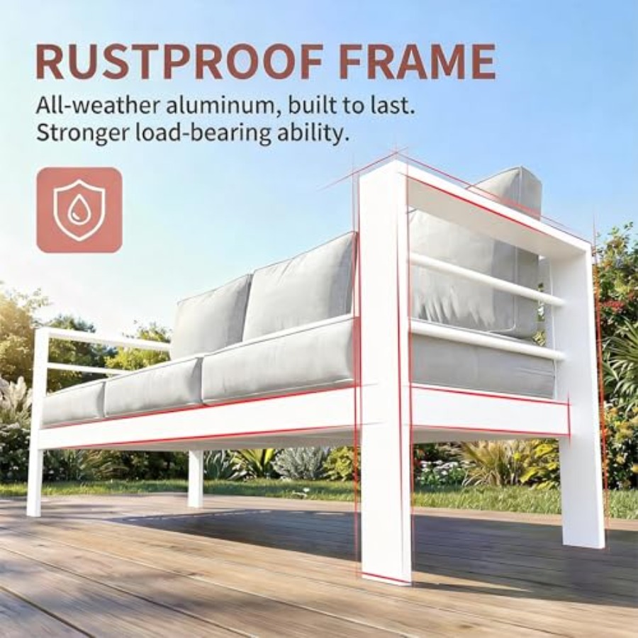 Outdoor Couch Aluminum Patio F - Outdoor Furniture Without Cushions บทวิจารณ์และราคา