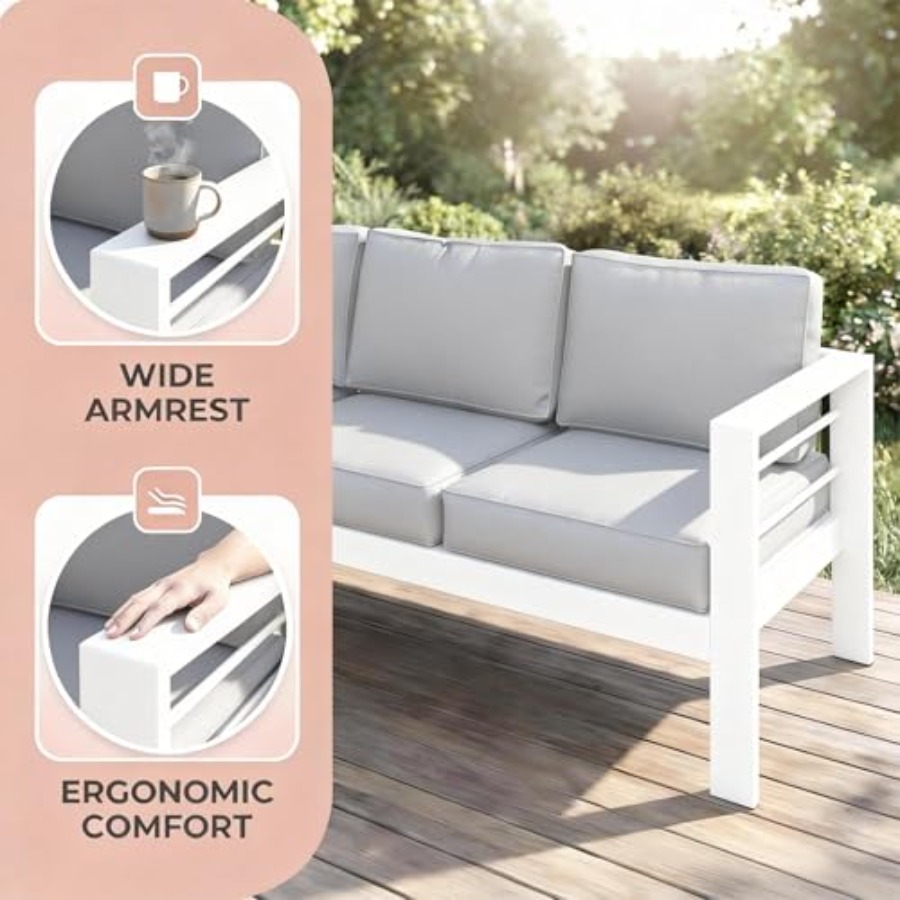 Outdoor Couch Aluminum Patio F - Outdoor Furniture Without Cushions บทวิจารณ์และราคา
