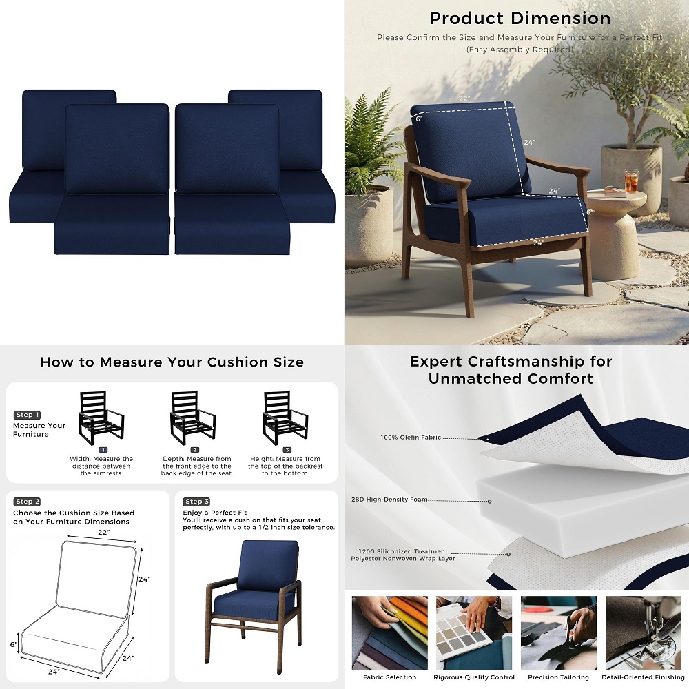 Furniture Cushions Set, 24x24  - Outdoor Furniture Cushions 24 X 24 บทวิจารณ์และราคา