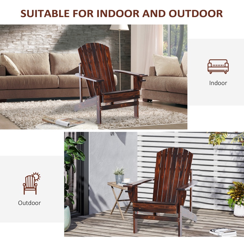 Outsunny Wooden Adirondack Cha - Outdoor Furniture And Fire Pit บทวิจารณ์และราคา