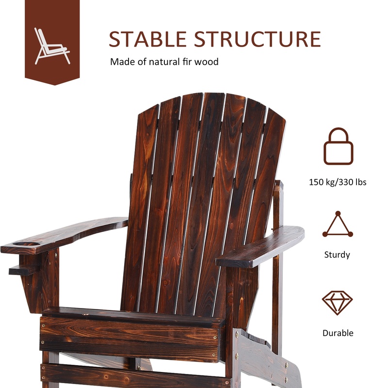 Outsunny Wooden Adirondack Cha - Outdoor Furniture And Fire Pit บทวิจารณ์และราคา