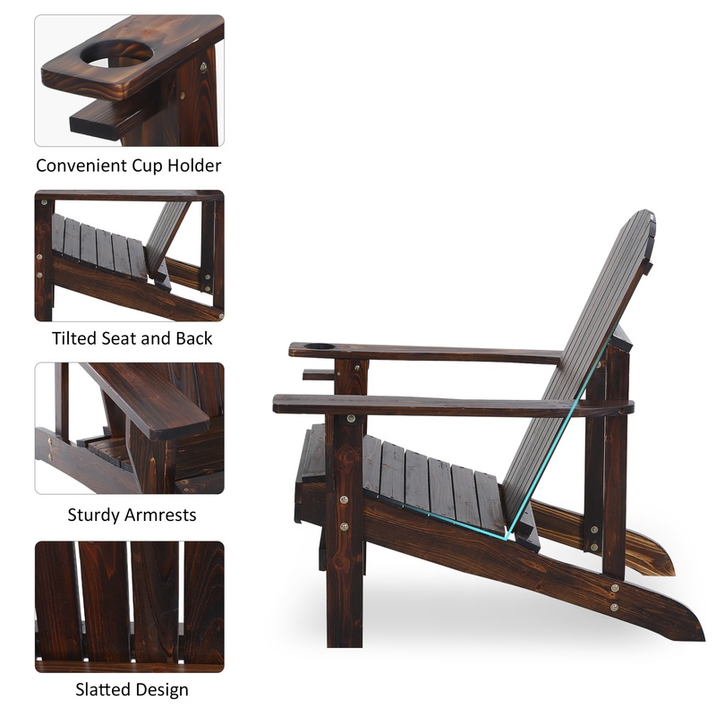 Outsunny Wooden Adirondack Cha - Outdoor Furniture And Fire Pit บทวิจารณ์และราคา