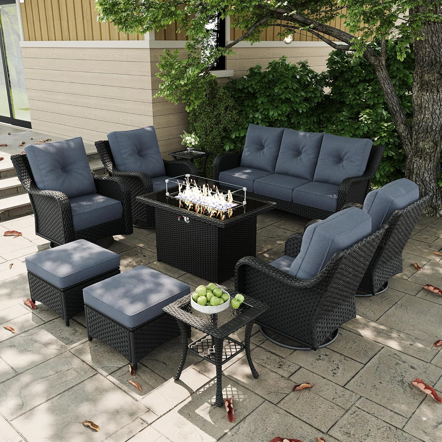 10 Pieces Outdoor Patio Furnit - Outdoor Furniture And Fire Pit บทวิจารณ์และราคา