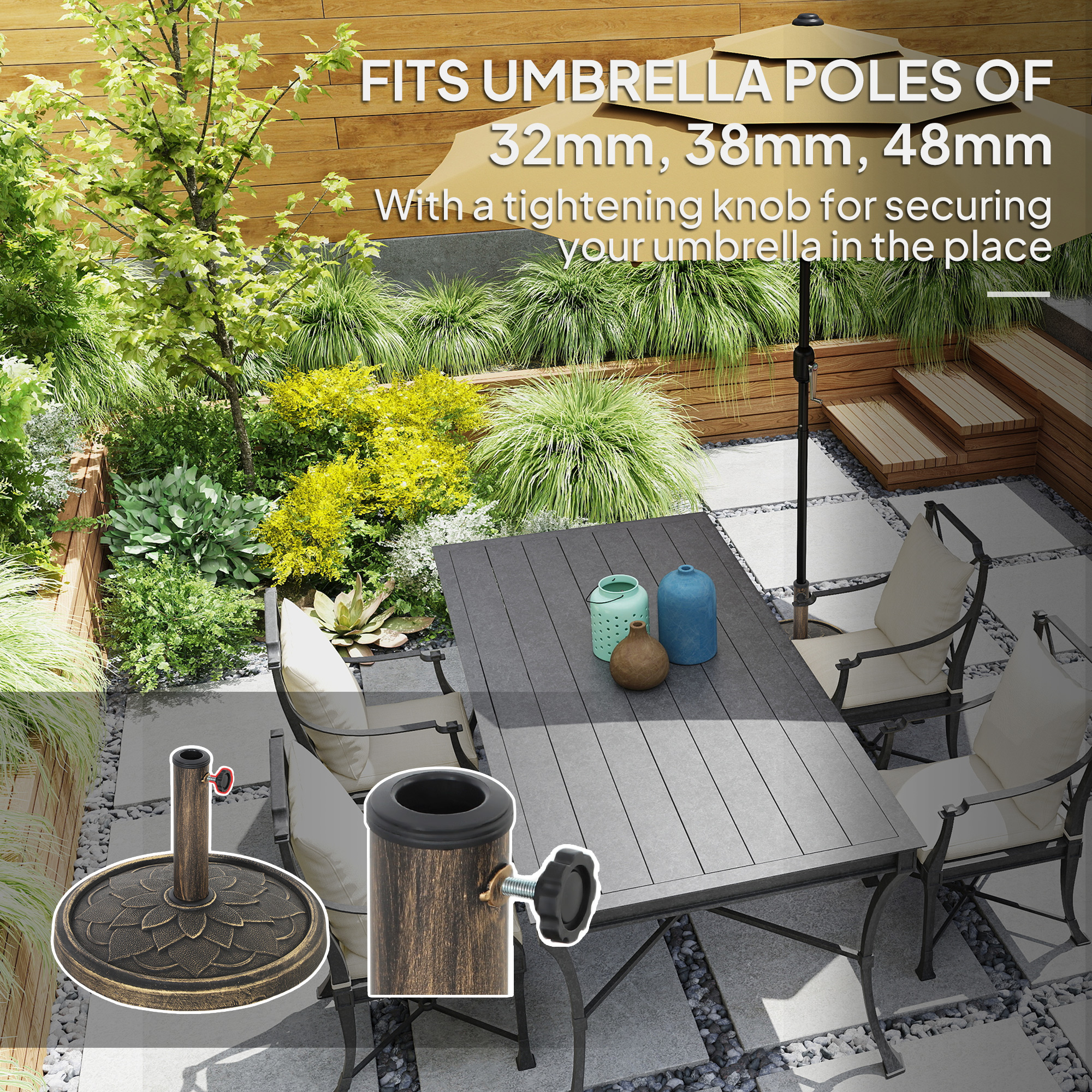 Round Patio Umbrella Base, 26  - Outdoor Furniture Year Round บทวิจารณ์และราคา